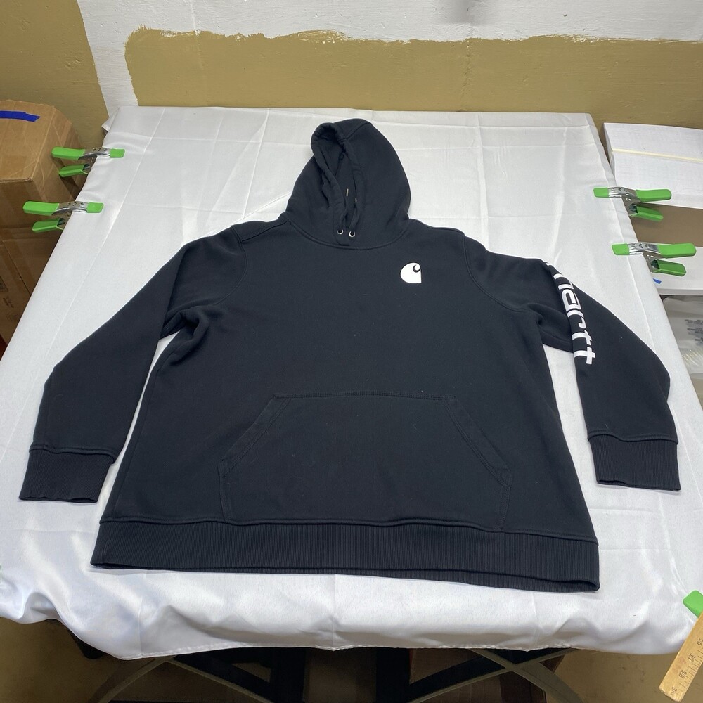 Carhartt Clarksburg Sleeve Logo Hoodie Size 3X Black Relaxed Fit